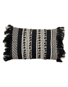 Cojín 30x50cm boho flecos grafito