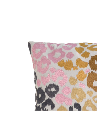 Cojín Print Bordado Dorado Rosado 45x45cm - Decoración Hogar