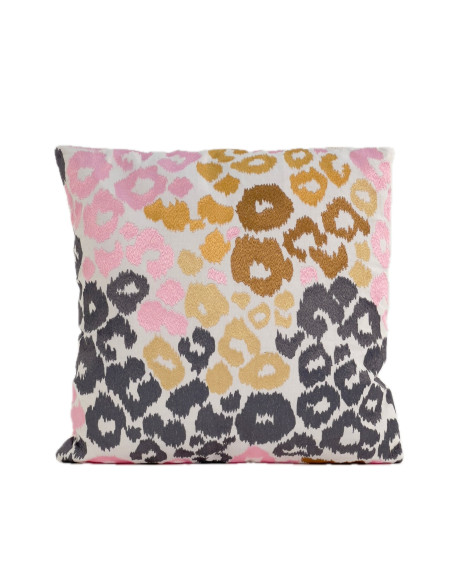 Cojín 45x45cm print bordado dorado rosado