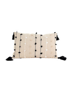 Cojín 30x50cm líneas negras crudo