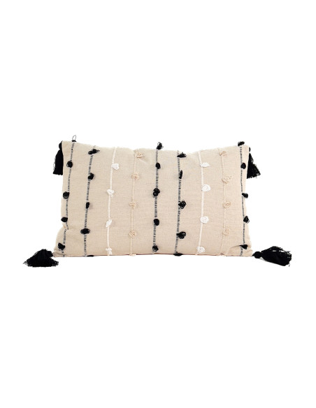 Cojín 30x50cm líneas negras crudo