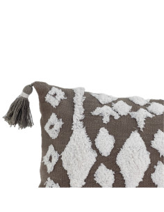 Cojín 30x50cm verde/blanco con borlas 2