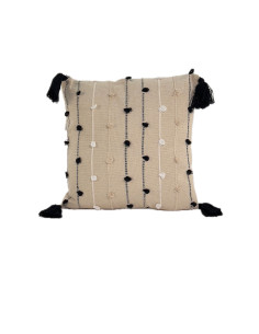 Cojín 45x45cm líneas negras crudo