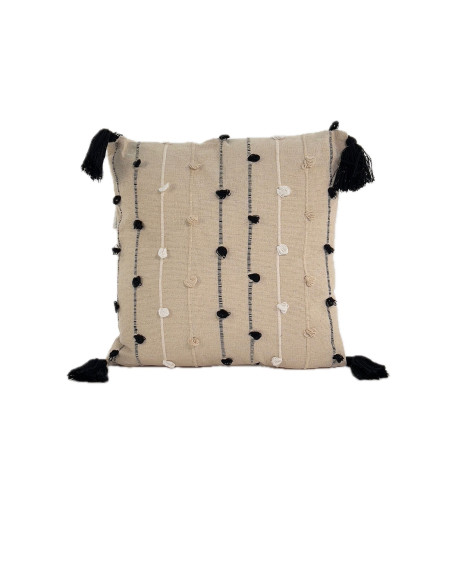 Cojín 45x45cm líneas negras crudo