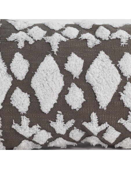 Cojín 30x50cm verde/blanco con borlas