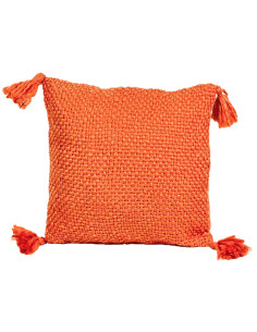 Cojín 40x40cm naranjo con borlas