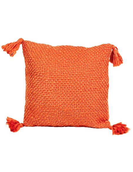 Cojín 40x40cm naranjo con borlas