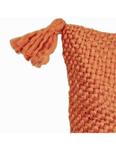 Cojín 40x40cm naranjo con borlas