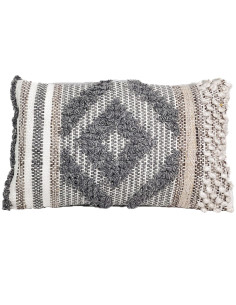 Cojín 30x50cm rombo tejido gris