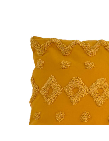 Cojín de Algodón Textura Amarillo 45x45cm - Decoración Hogar