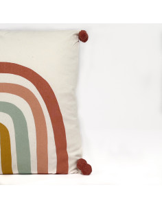 Cojín 45x45cm pompones arcoiris 2