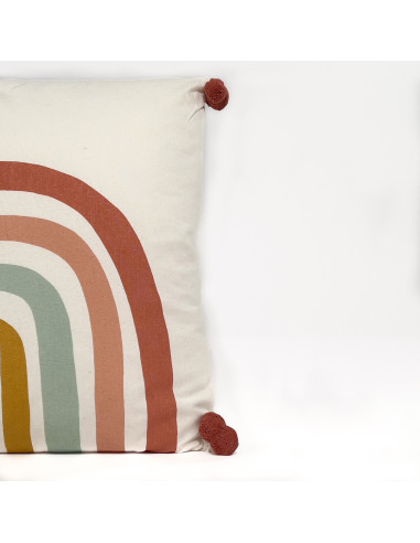 Cojín Pompones Arcoíris 45x45cm - Textil Hogar Infantil