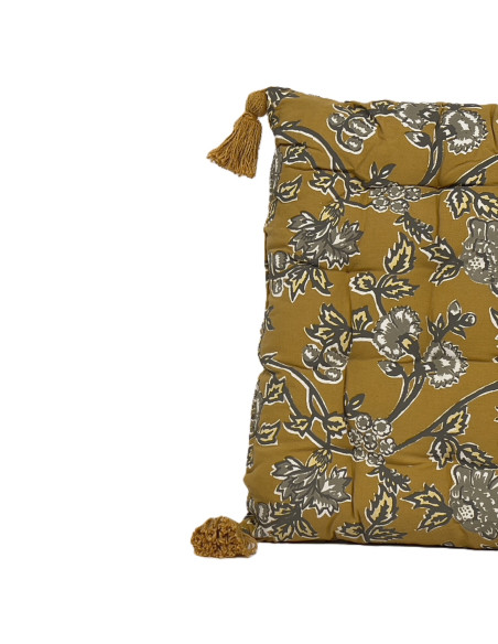 Cojín 40x40cm print amarillo silla