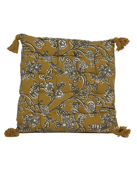 Cojín 40x40cm print amarillo silla