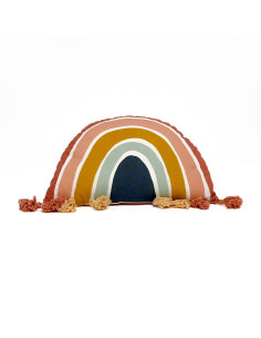 Cojín 30x50cm pompones azul arcoiris