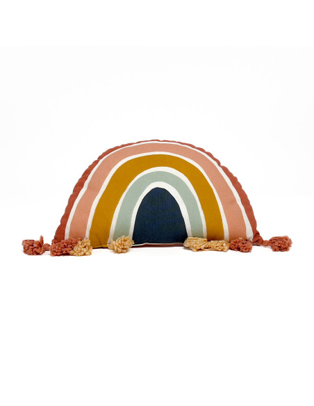 Cojín 30x50cm pompones azul arcoiris