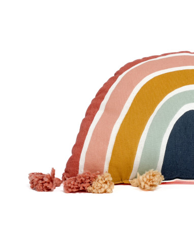 Cojín Pompones Azul Arcoiris 30x50cm - Textil Hogar Infantil