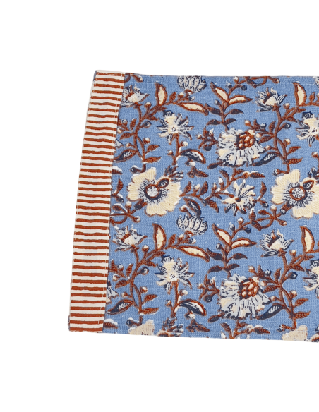 Individual 33x45cm flower print azul