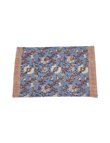 Individual 33x45cm flower print azul