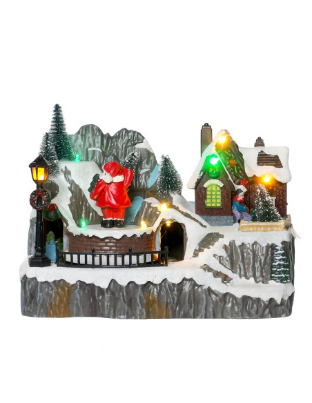 Casa navidad con luz y sonido 23cm pascuero