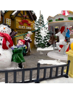 Casa navidad con luz y sonido 35cm trineo 2