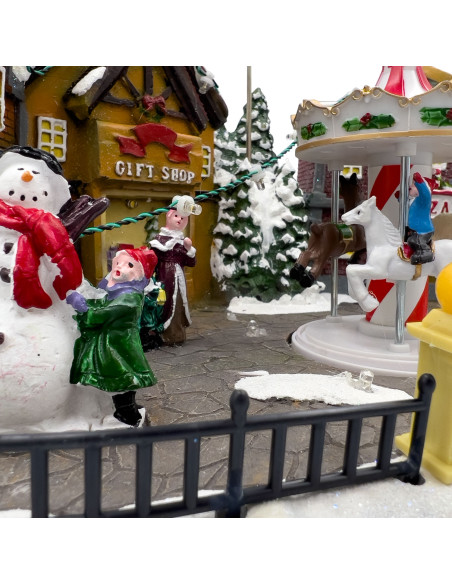 Casa navidad con luz y sonido 35cm trineo