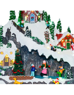 Casa navidad con luz y sonido 32cm montaña 2