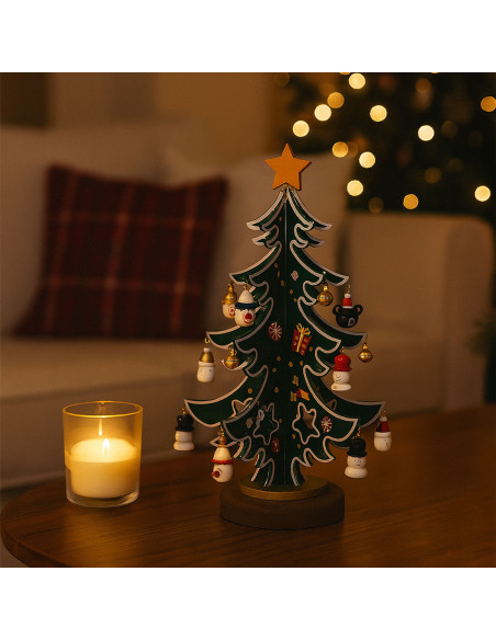 Adorno árbol navidad 23cm decorativo madera