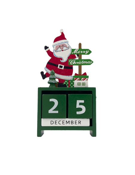 Calendario navidad 7,2x14cm Santa madera