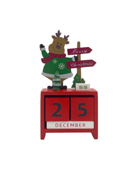 Calendario navidad reno madera 7,2x14cm