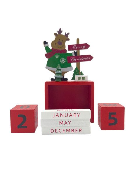 Calendario navidad reno madera 7,2x14cm