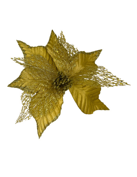 Flor navidad 30cm dorada