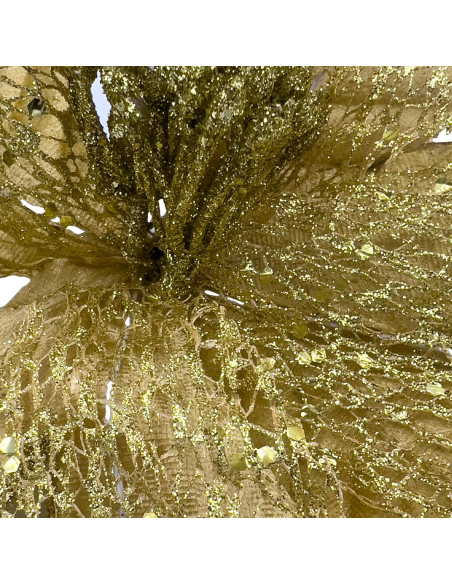 Flor navidad 30cm dorada