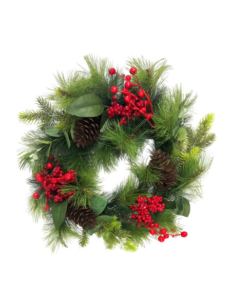 Corona navidad 40cm roja