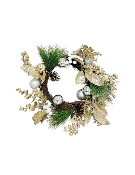 Corona navidad 35cm dorada 35cm