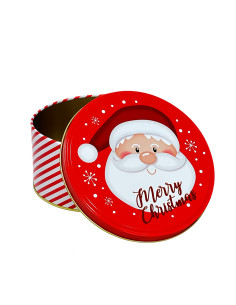 Caja lata navidad redonda pascuero rojo 20cm