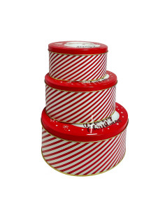 Caja lata navidad redonda pascuero rojo 17cm 2