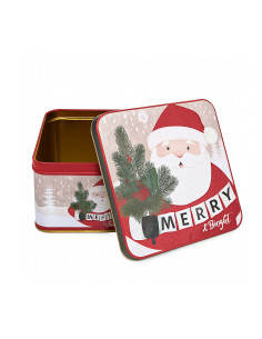 Caja lata navidad cuadrada pascuero 13,8cm