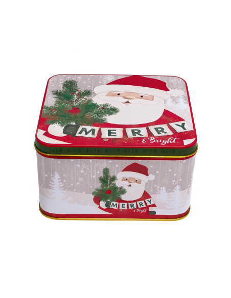 Caja lata navidad cuadrada pascuero 13,8cm