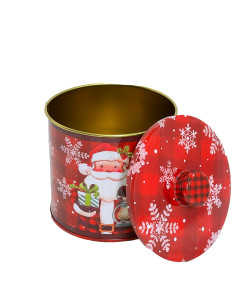 Galletero lata navidad redondo rojo 13x17cm 2