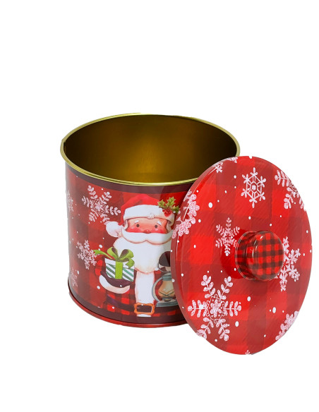 Galletero lata navidad redondo rojo 13x17cm