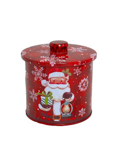 Galletero lata navidad redondo rojo 13x17cm