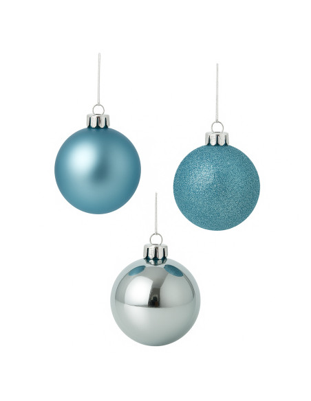 Bola navidad 7cm 20pcs celeste