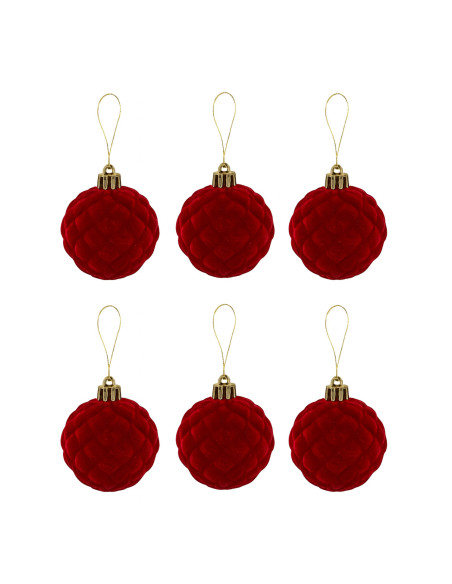 Bola navidad velvet 6cm 6pcs burdeo