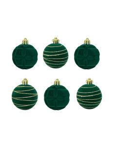 Bola navidad velvet 6cm 6pcs verde dorado