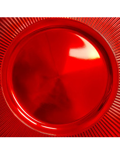 Plato melamina 33cm rojo acanalado 2