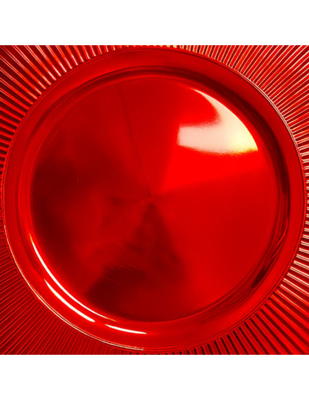 Plato melamina 33cm rojo acanalado
