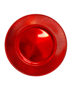 Plato melamina 33cm rojo acanalado