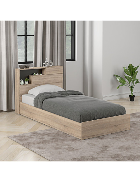 Cama 1 plaza Boegel café claro 190x91cm