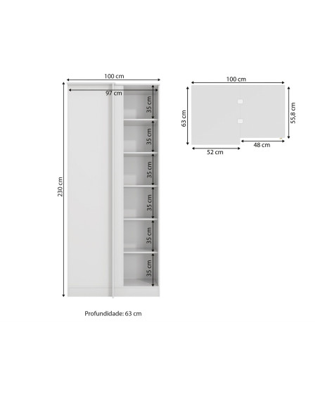 Closet 1 puerta modular esquinero 100cm